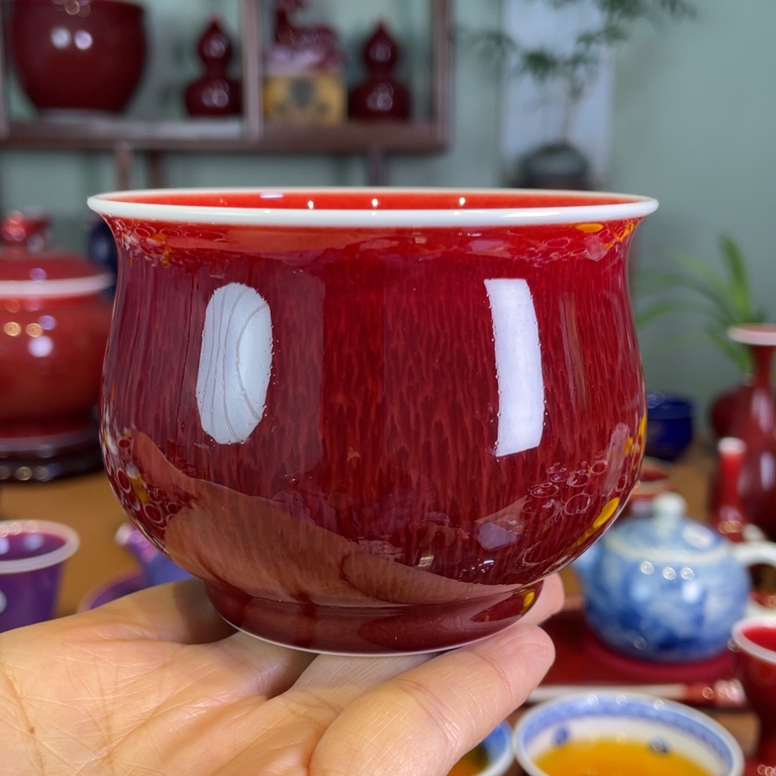 清欢雅玩原矿郎红大福桶杯