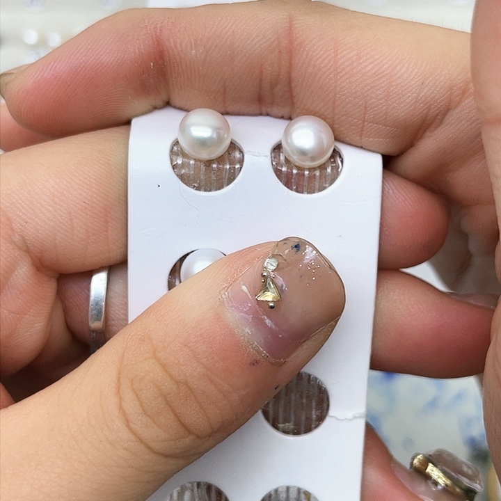 淡水珍珠耳饰银S925镶嵌傲*