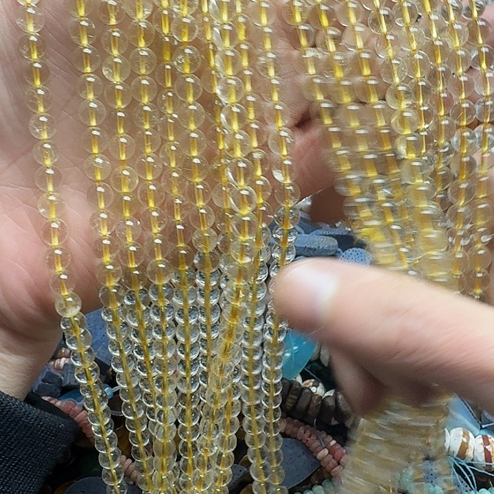 玛瑙/玉髓未镶嵌珠宝半成品一条6mm黄水晶