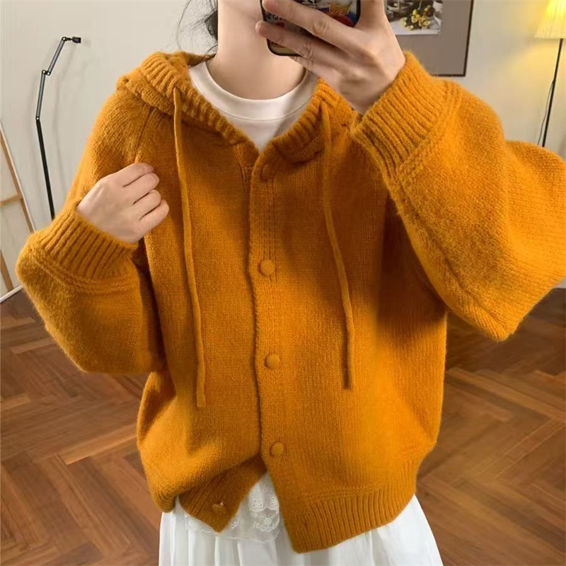 连帽秋季常规厚度毛针织衫常规款宽松