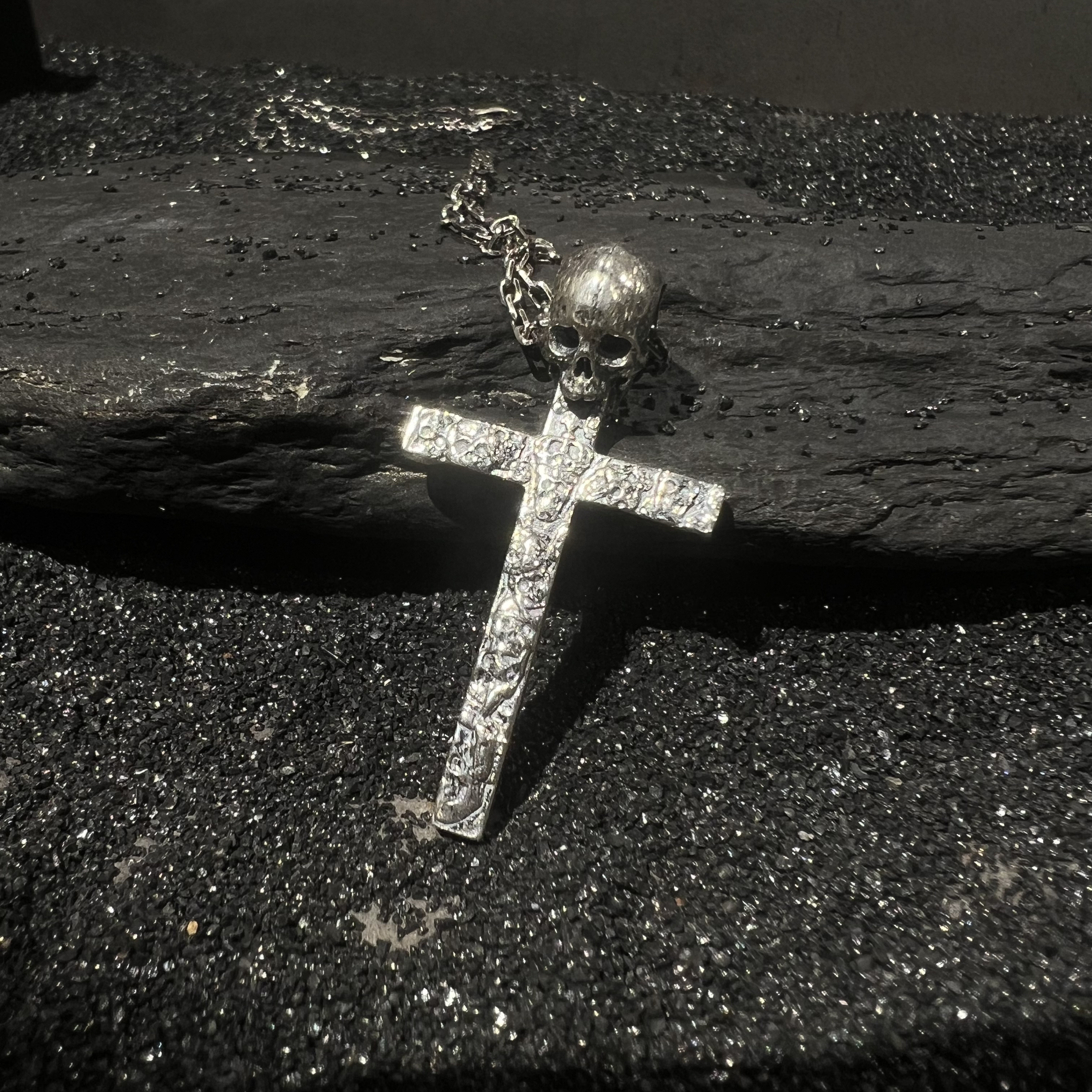 坠链均925银 灵史会馆-925银-骷髅十字项链