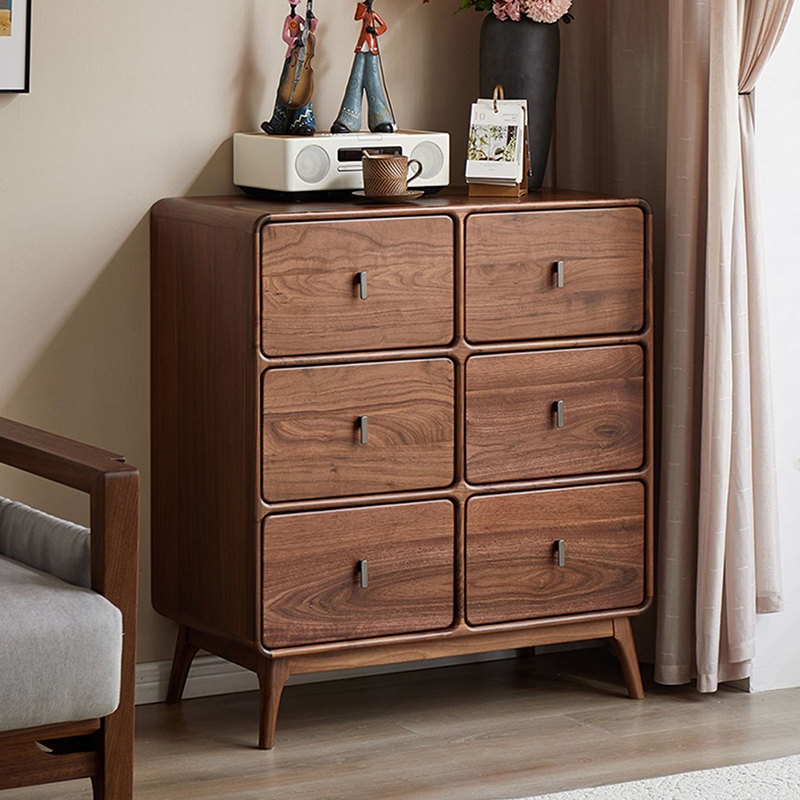 苏作集进口缅甸柚木华夫竖六斗柜家用轻奢六斗柜客厅储物柜卧室