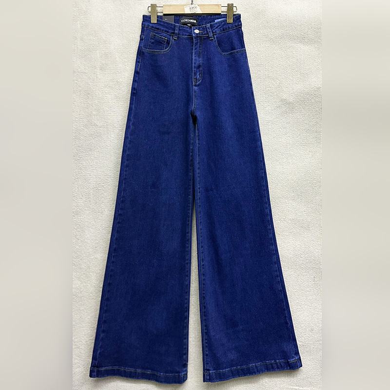 外贸原单175高个子秋季新款时尚大码女装高腰宽松百搭阔腿牛仔裤