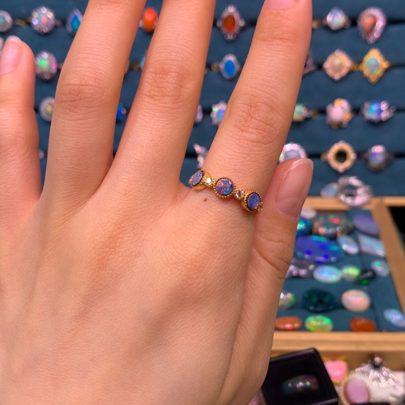 【闪购商品】欧泊澳洲戒指款式银S925镀金镶嵌*️****