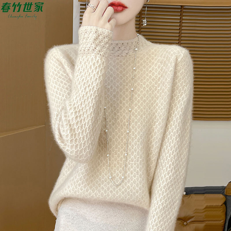 春竹世家毛衣针织衫羊毛秋冬季新款半高领宽松大码显瘦宽松毛衣
