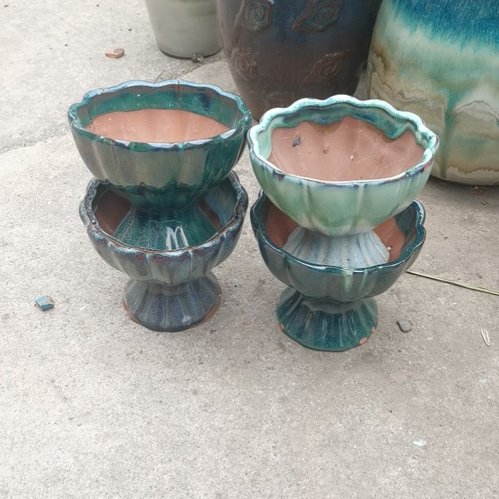 红陶口13高12瑕疵颜随机四个盆