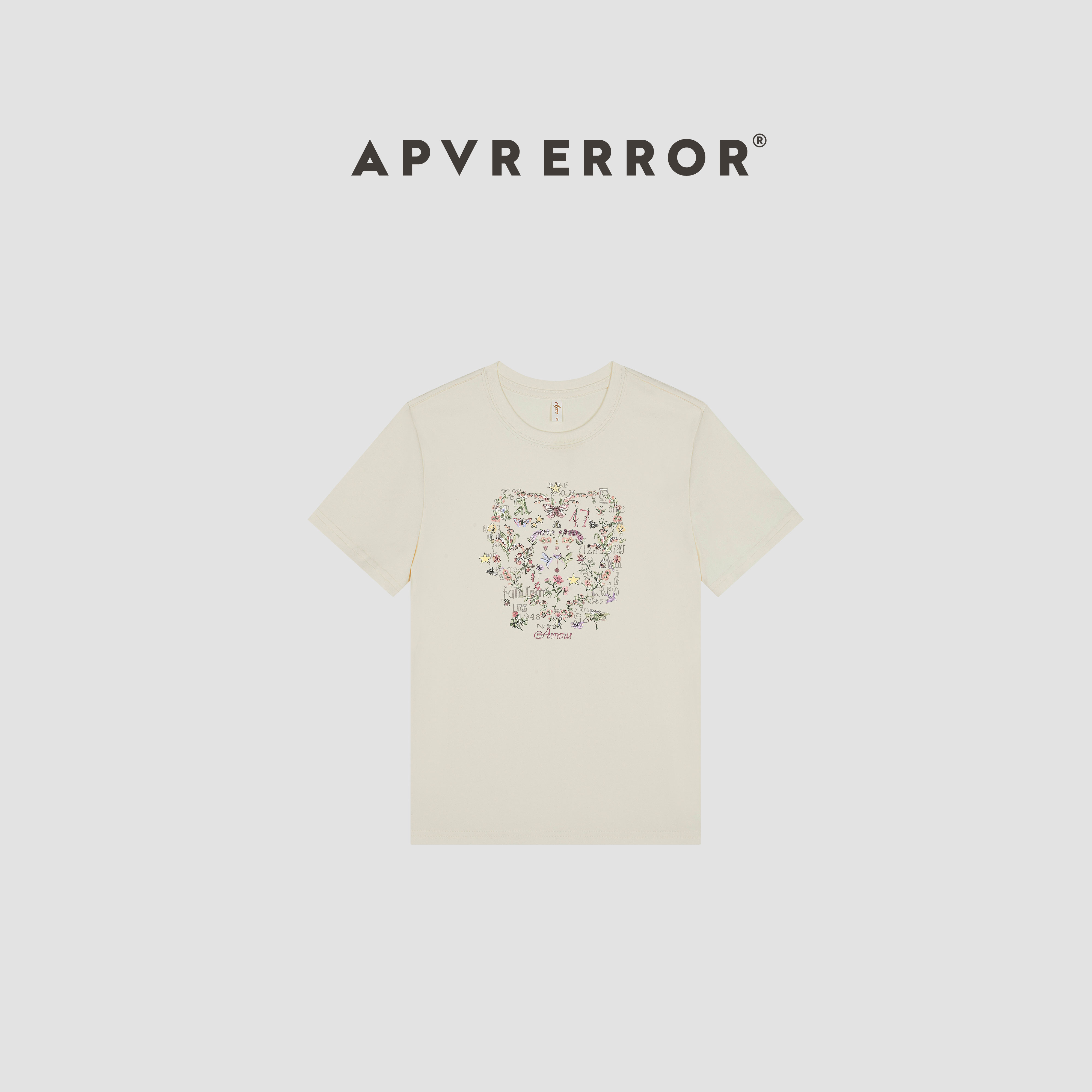 Apvr蝴蝶花心形印花25年新品数码直喷短袖女百搭圆领T恤女T518