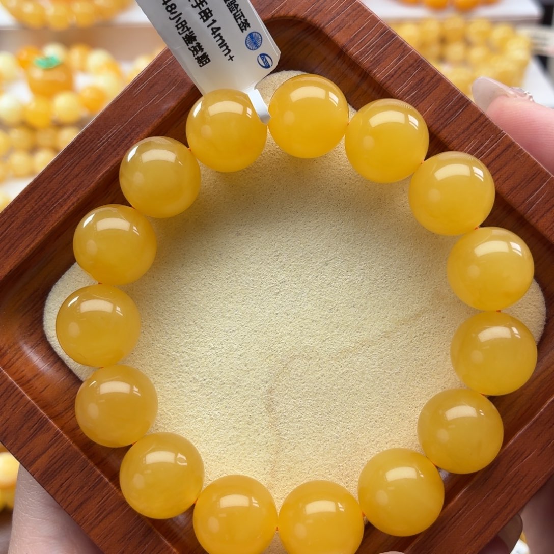 琥珀未镶嵌裸石B131焦皮同料手串卡14+