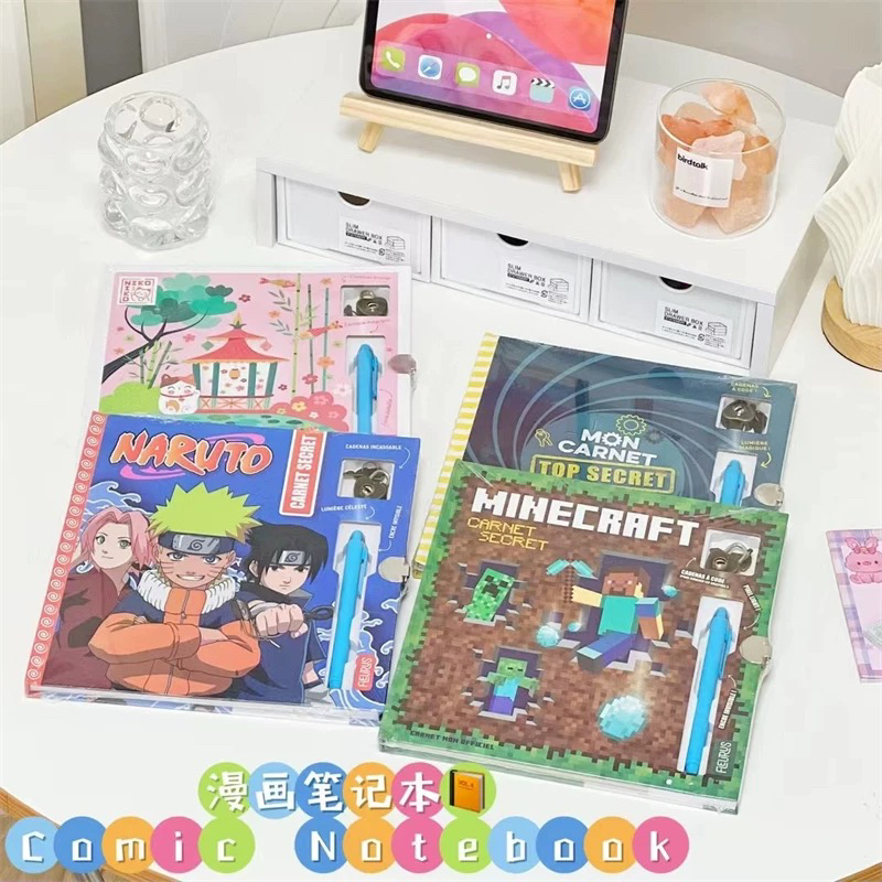 11   22.5*22*1.5cm带锁带笔图案笔记本