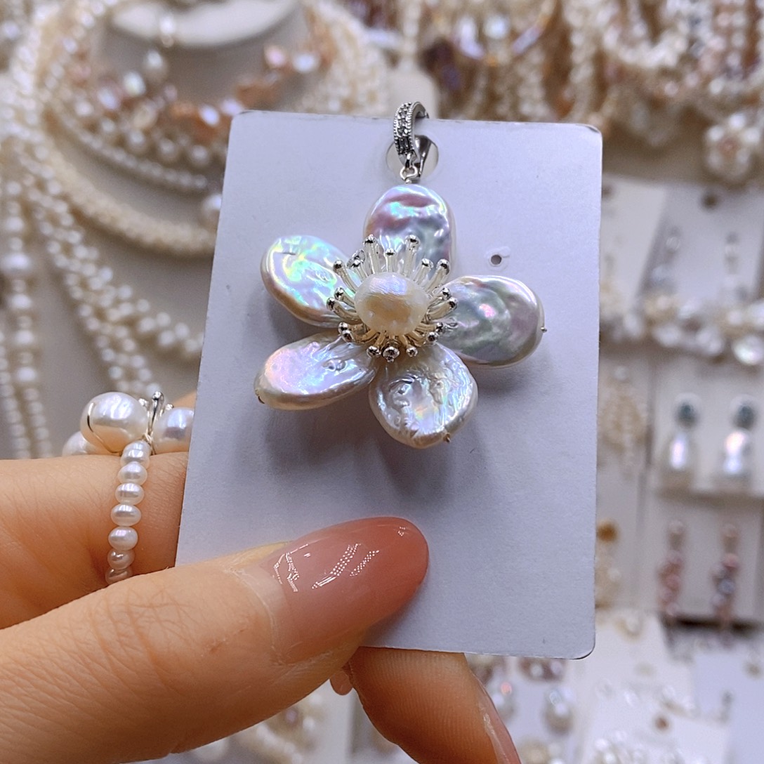 银S925镶嵌淡水珍珠耳饰