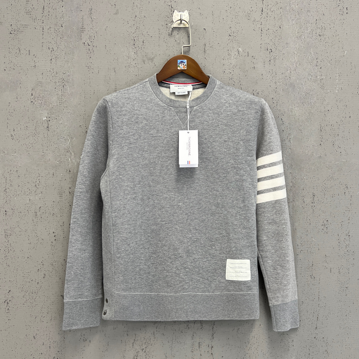 99新 THOMBROWNE tb灰色手臂经典四道杠圆领卫衣3码