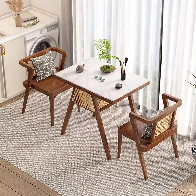 阳台实木茶水桌椅组合洽谈休闲桌三件套家用现代简约看书喝茶小桌