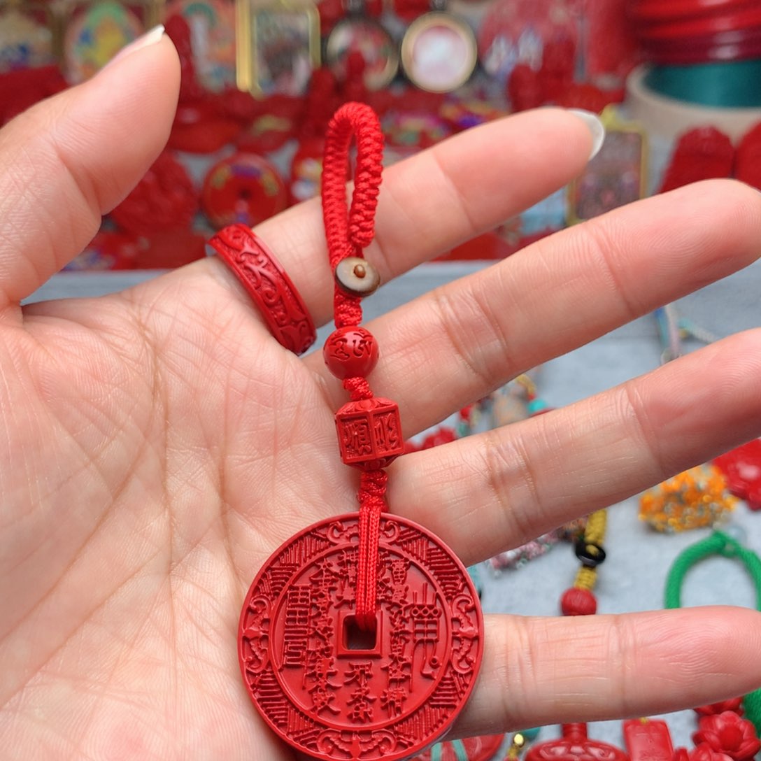 天然辰砂工艺品朱砂钥匙扣