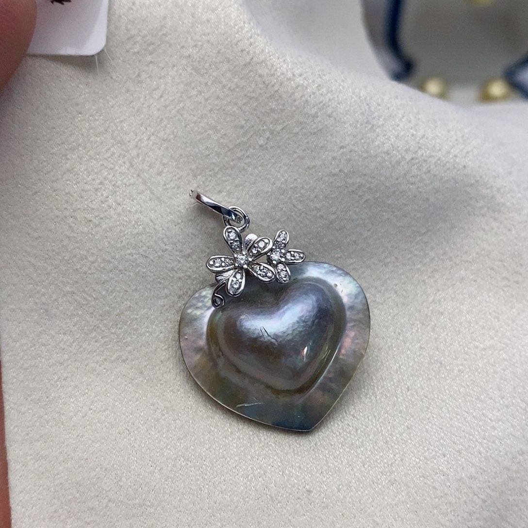 【闪购商品】拼合珍珠（马贝珠）颈饰银S925镶嵌26