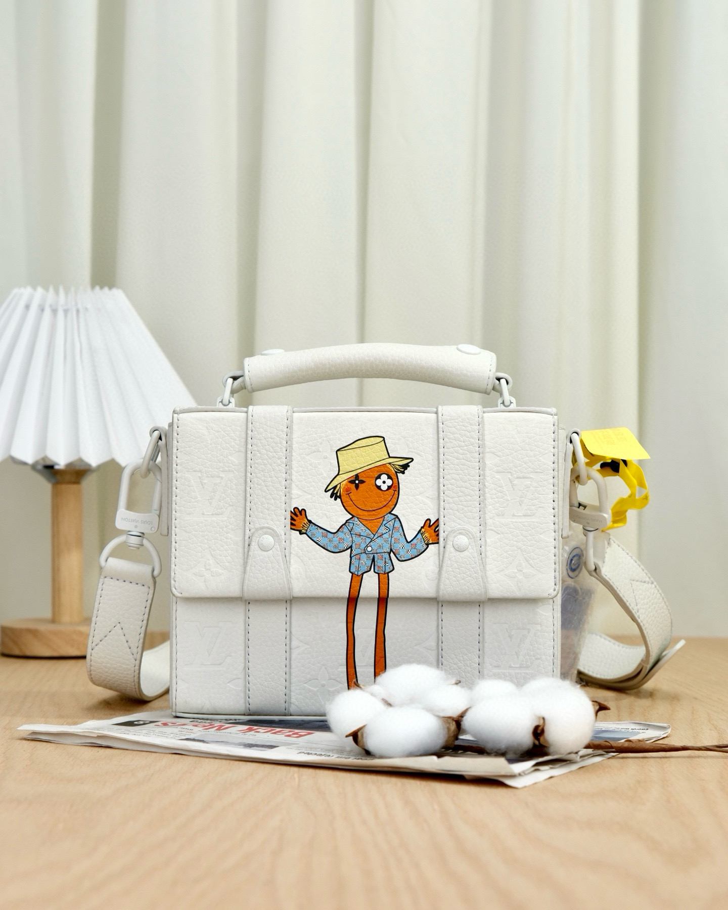 99新 LouisVuitton/路易威登 7160 Soft Trunk 白色稻草人邮差包