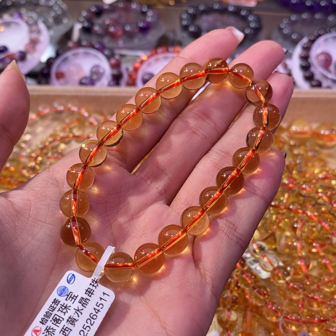 水晶手链未镶嵌J****J黄水晶高品9+