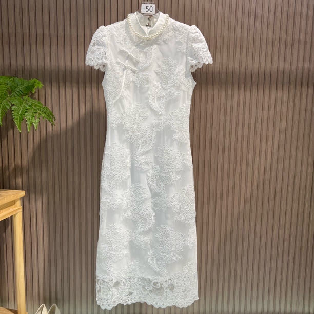 素雅天成 新中式国风夏季新款修身显瘦蕾丝旗袍连衣裙