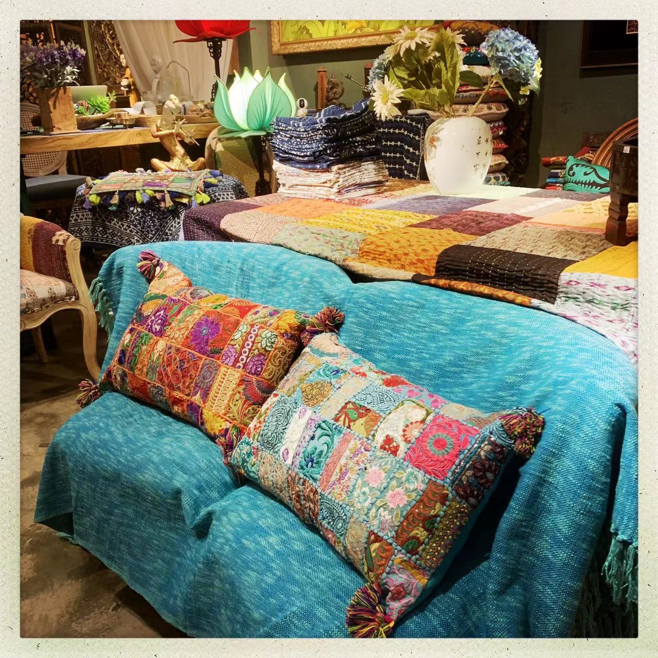 印度刺绣长抱枕40*60