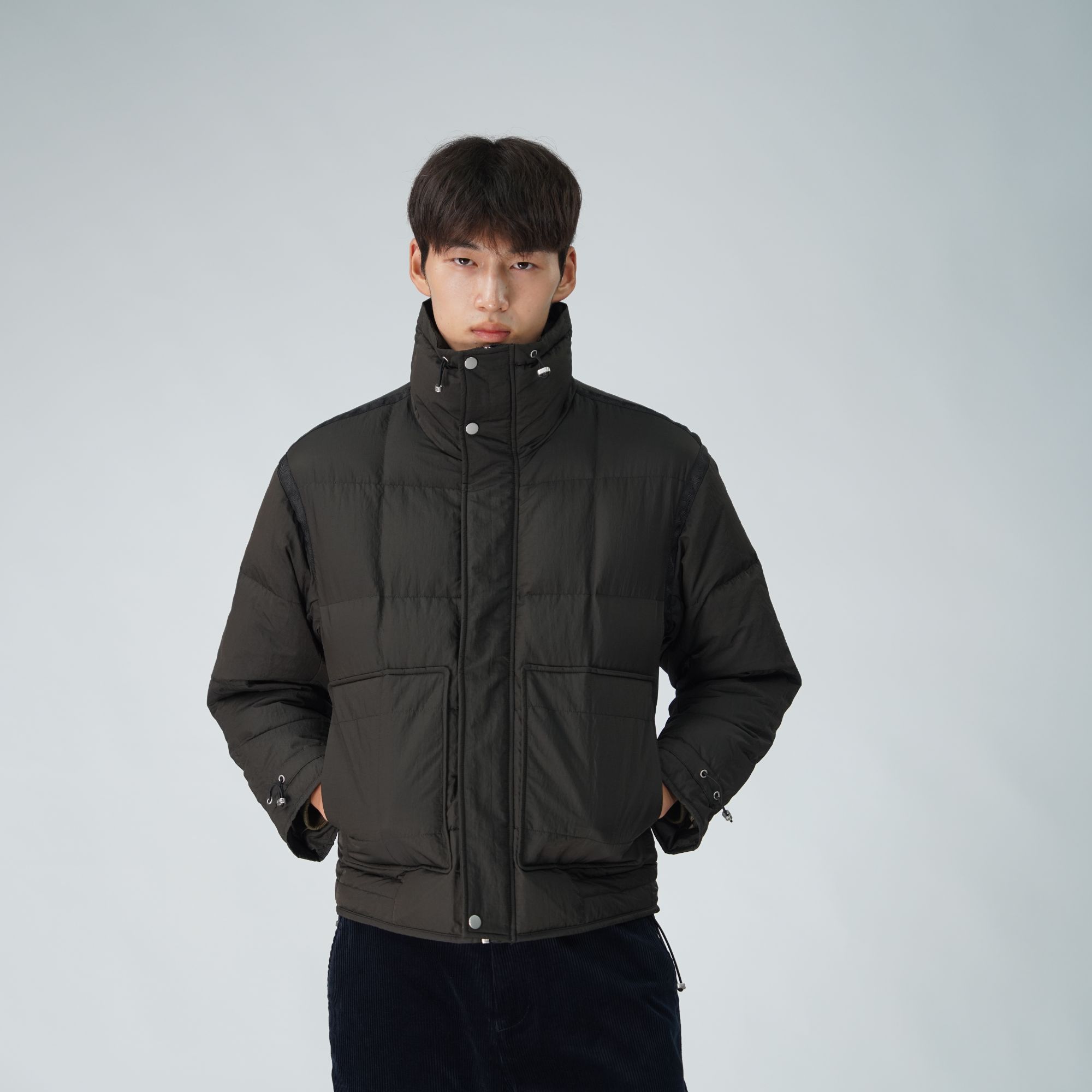 北纬三十度男士秋冬新品极简复古百搭休闲立领夹克保暖羽绒服