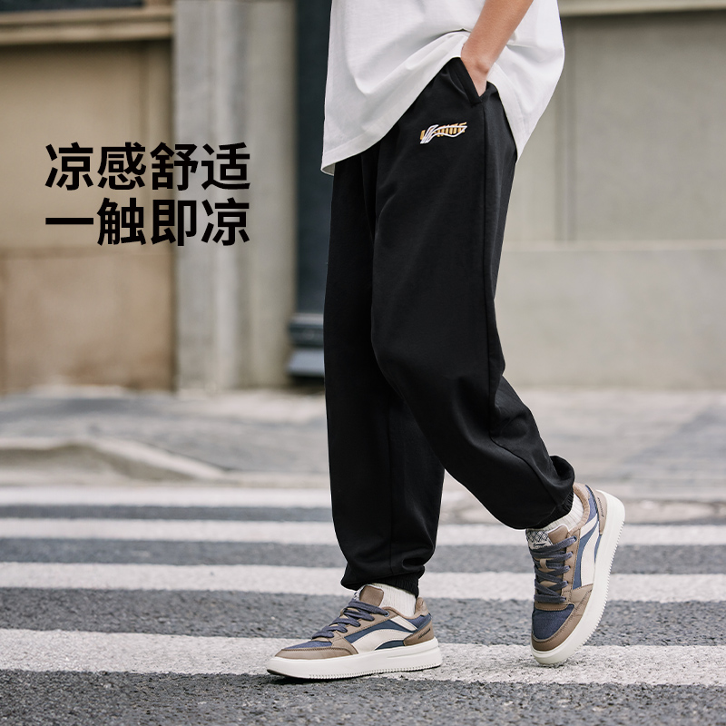 【LOGO刺绣】李宁休闲裤直筒束脚卫裤宽松运动长裤AKLU823/AKLVH29