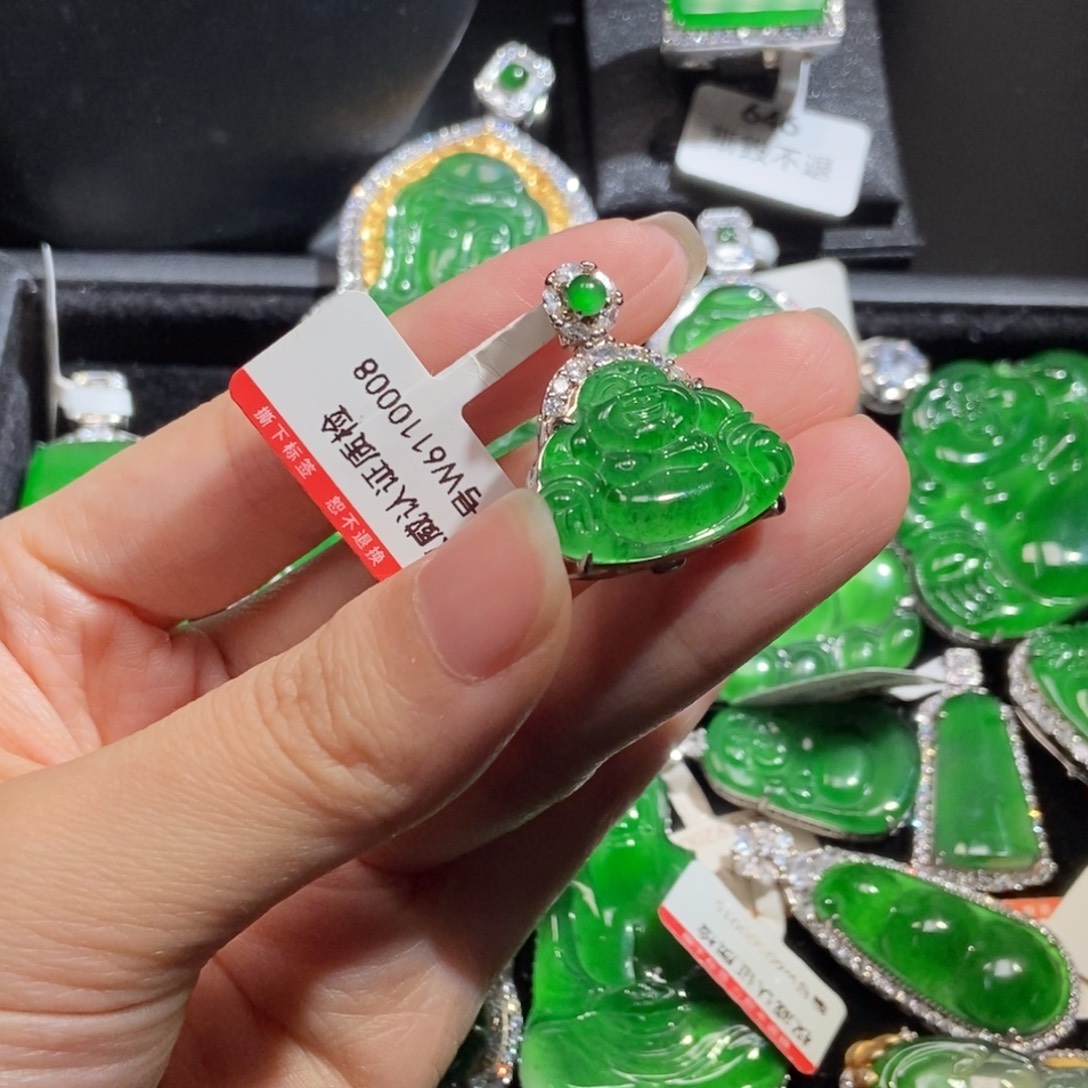 翡翠银S925镶嵌吊坠(不含链)