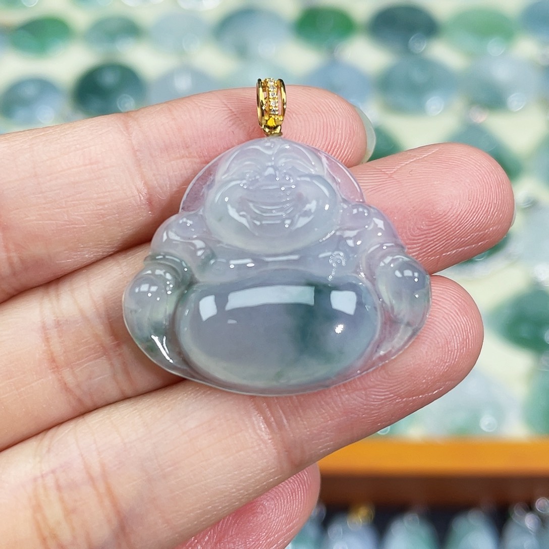 翡翠颈饰18K金镶嵌吊坠