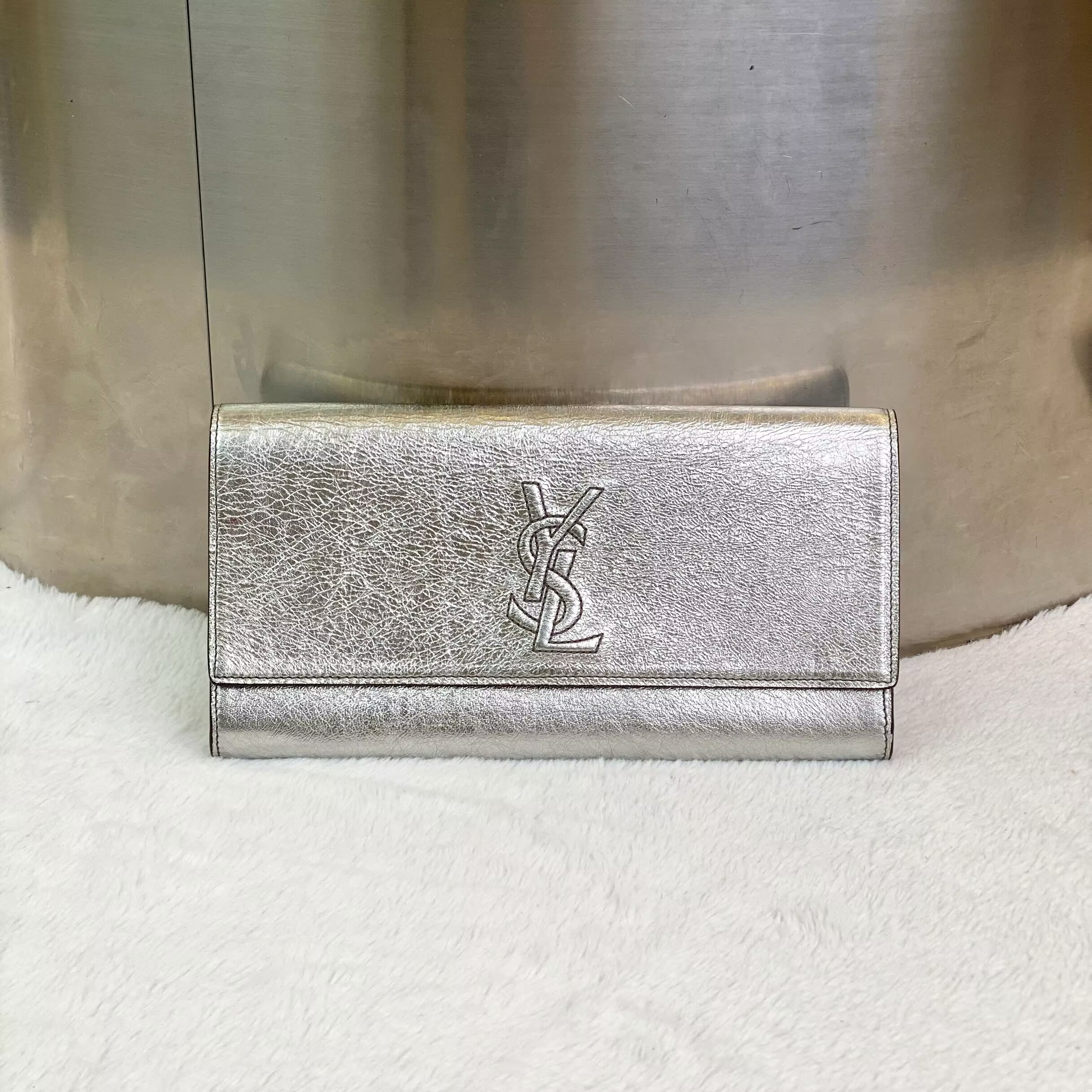 99新 YSL/圣罗兰 古有97新圣罗兰YSL手拿包银色6207