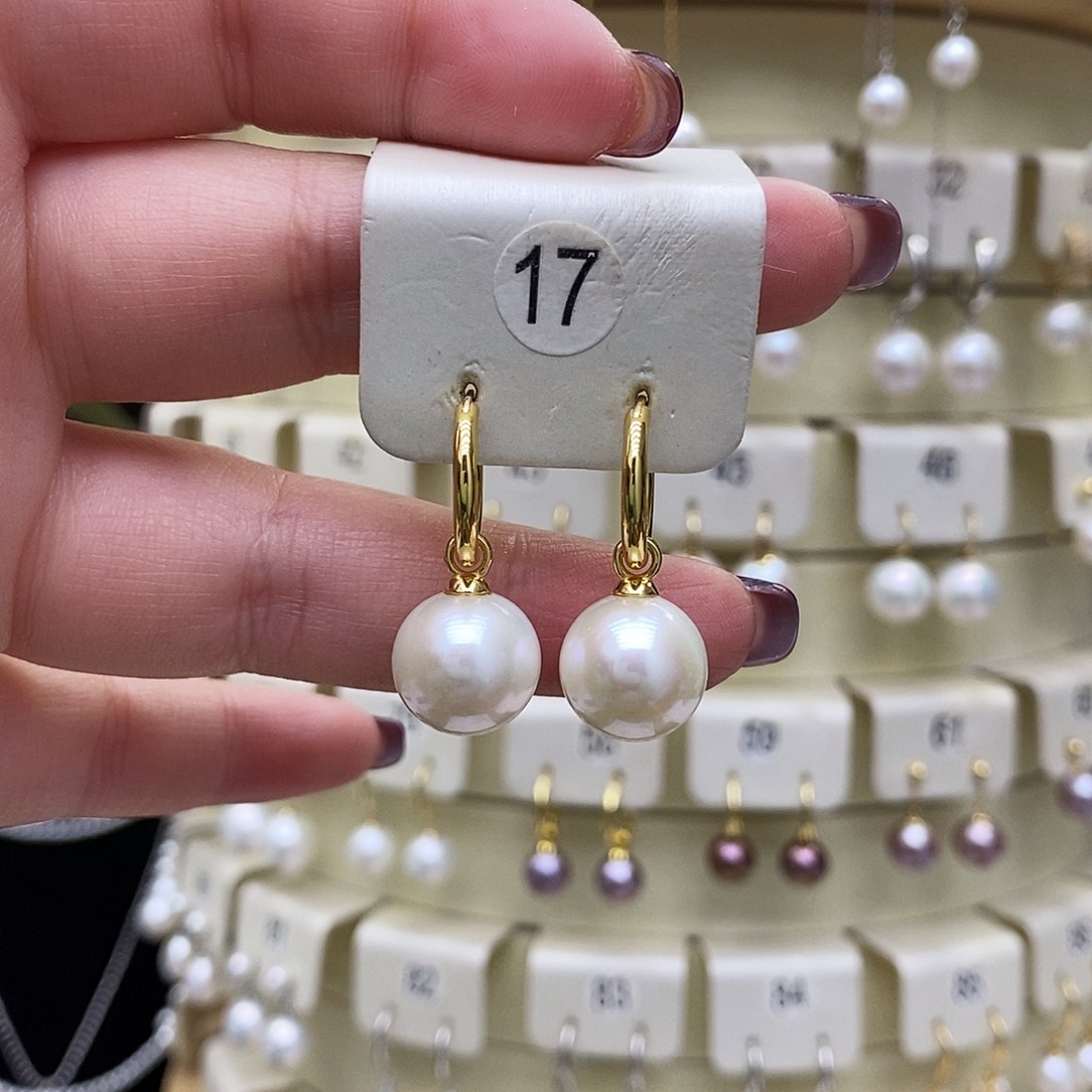 淡水珍珠耳饰银S925镶嵌