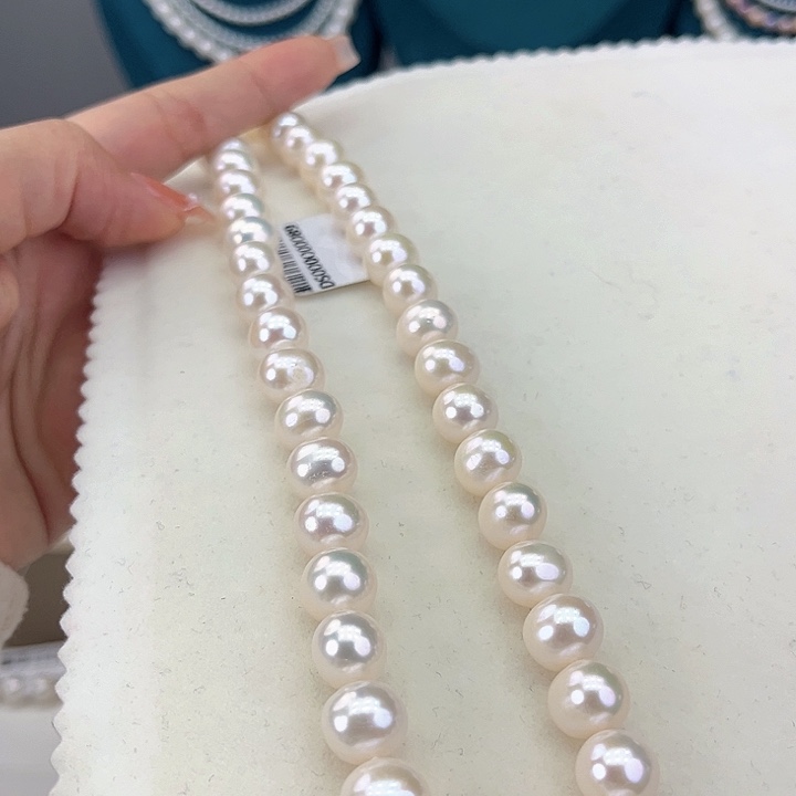 淡水珍珠颈饰银S925镶嵌10-11极光炫彩高品