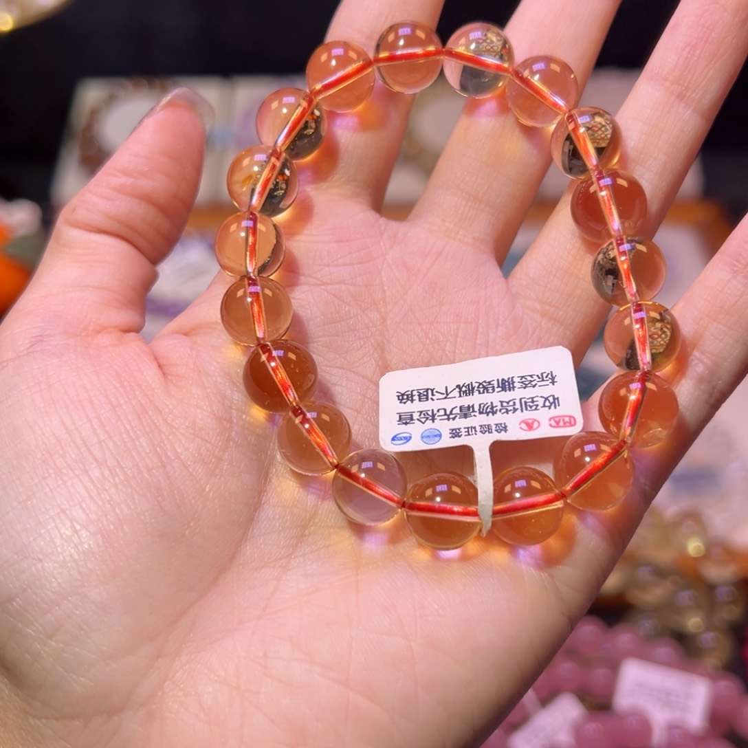 水晶手串未镶嵌P****?10m高净巴西黄水晶