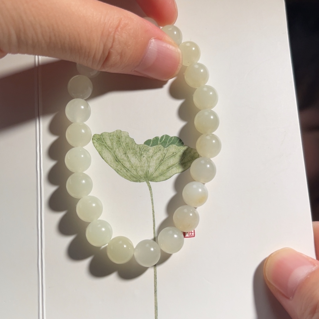 手串未镶嵌和田玉且末高青白8mm230