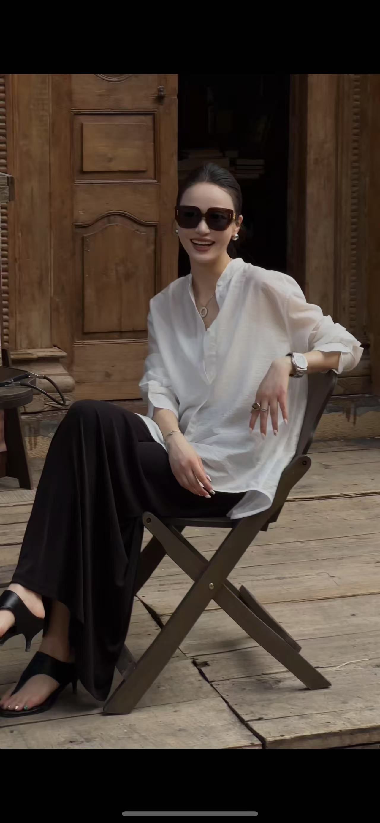 L'U'R/YI'YAO【优雅随行】夏款时尚百搭高腰显瘦抽绳松紧半身裙9989