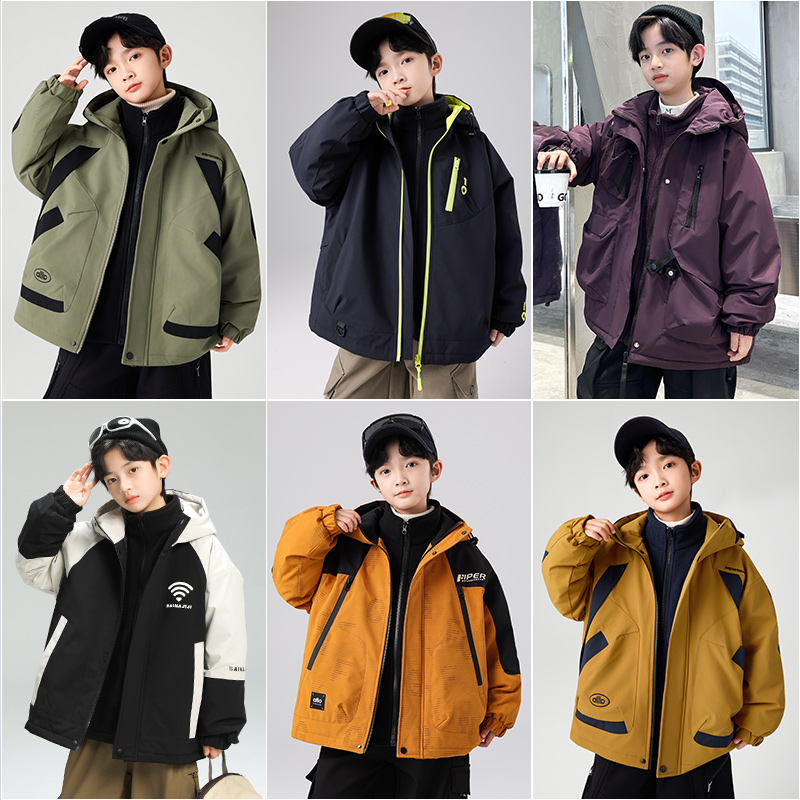 男童深秋夹棉加厚三合一外套新款休闲中大儿童外套C5025 C5114
