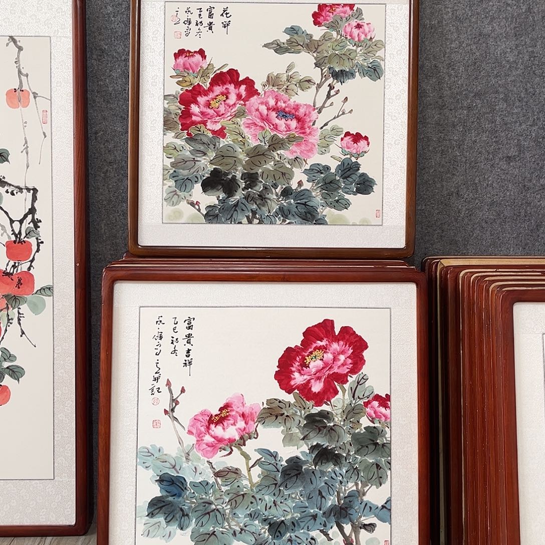 国画书画作品带框63×63