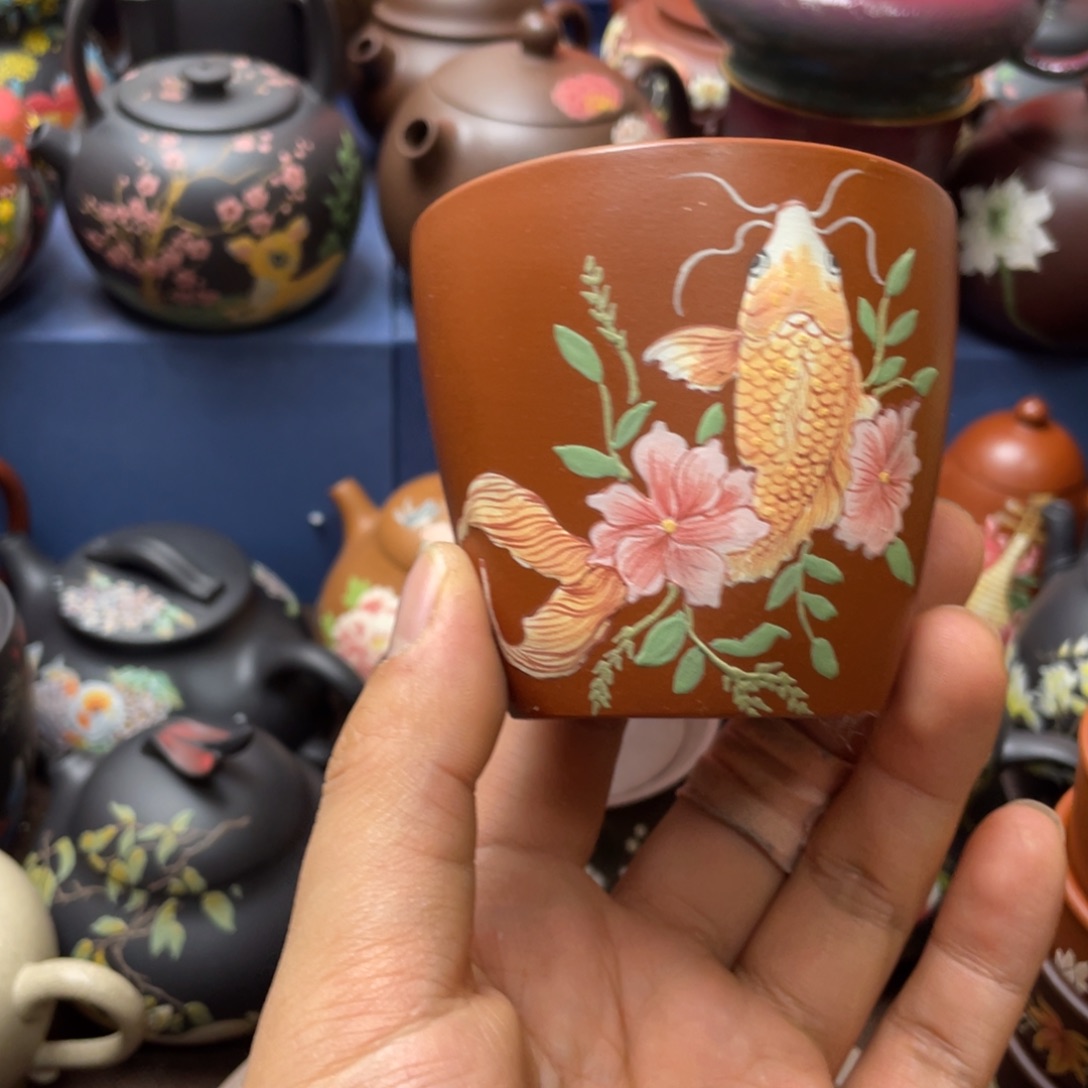 红泥茶杯紫砂主人杯150cc