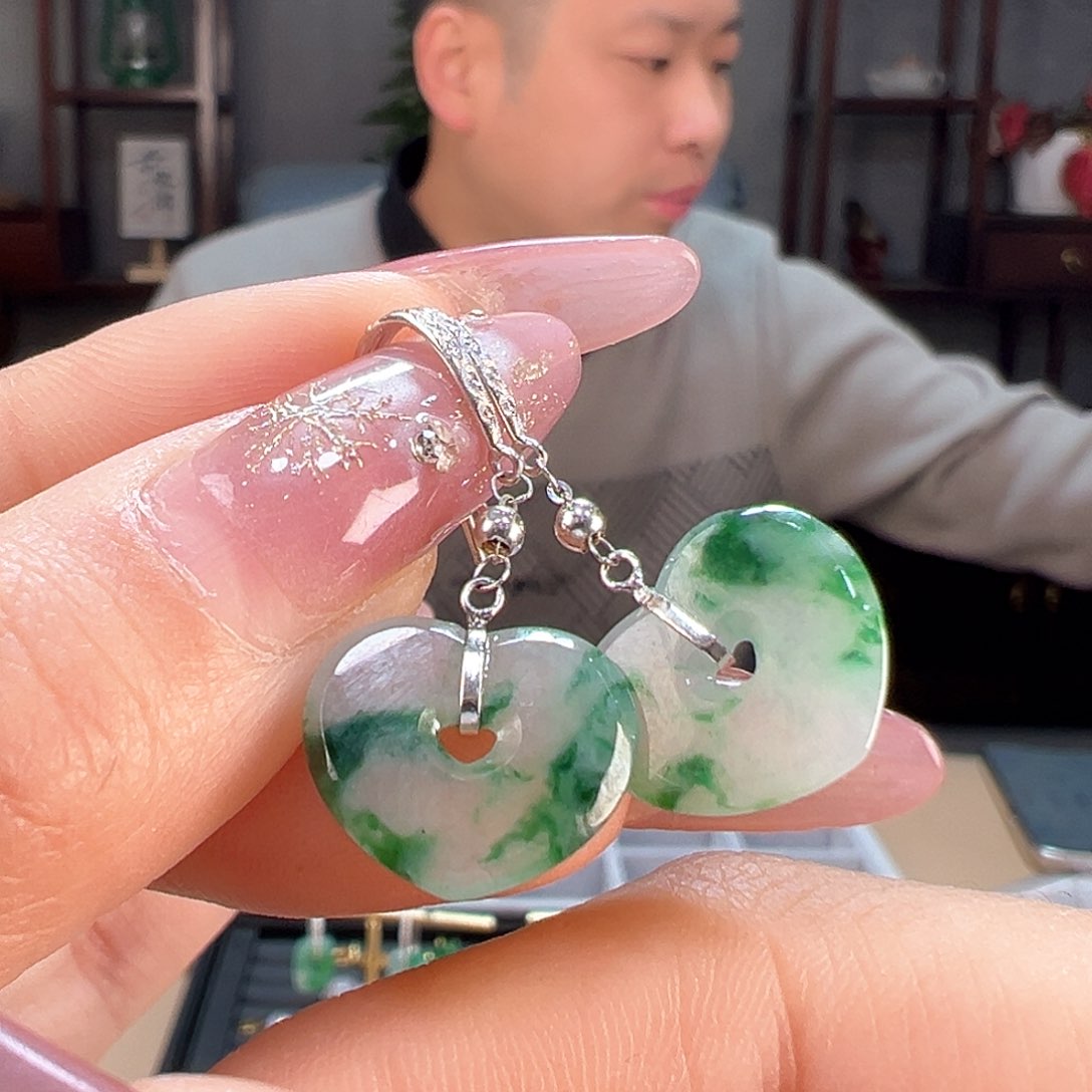 翡翠耳饰18K金镶嵌耳环14