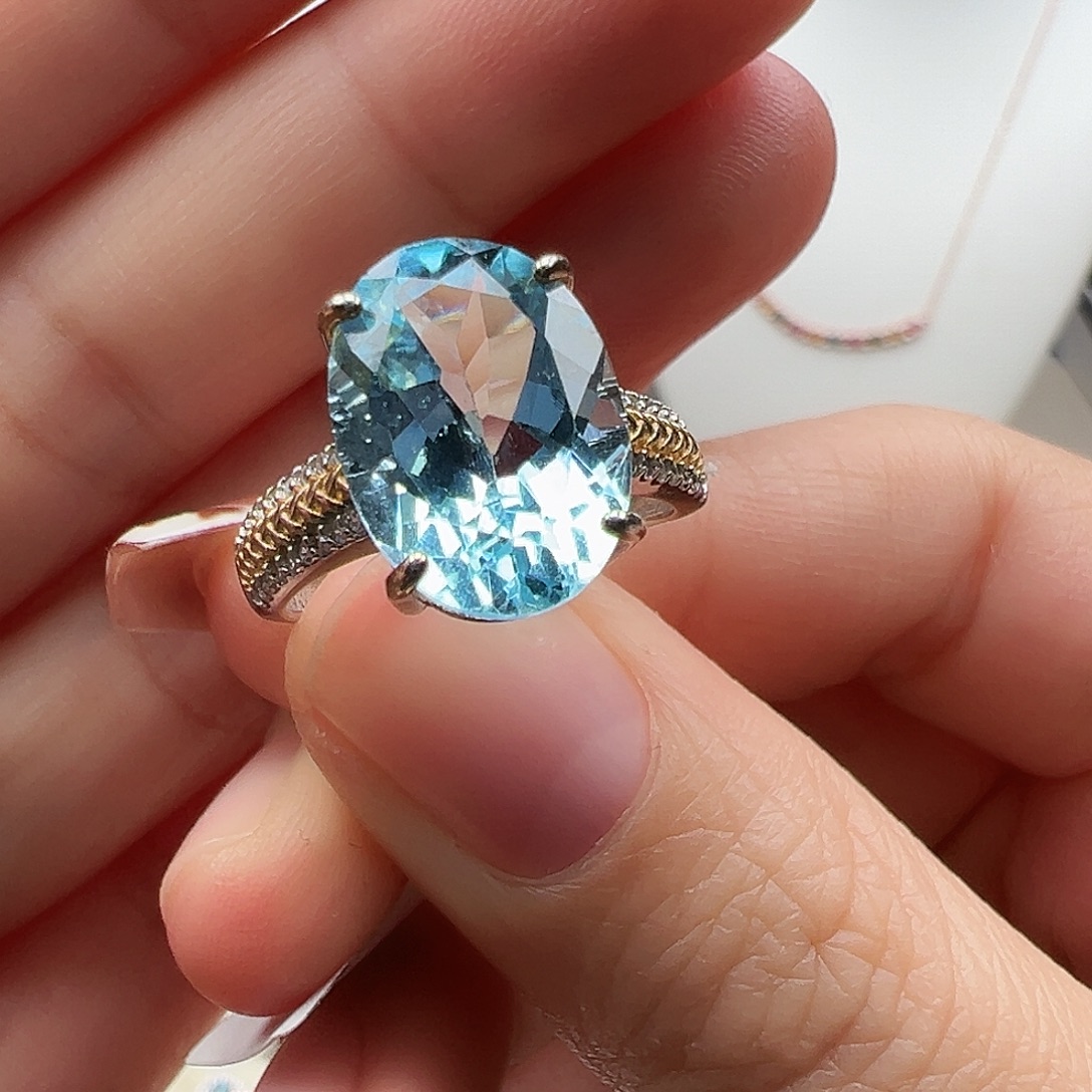 银S925镶嵌戒指托帕石