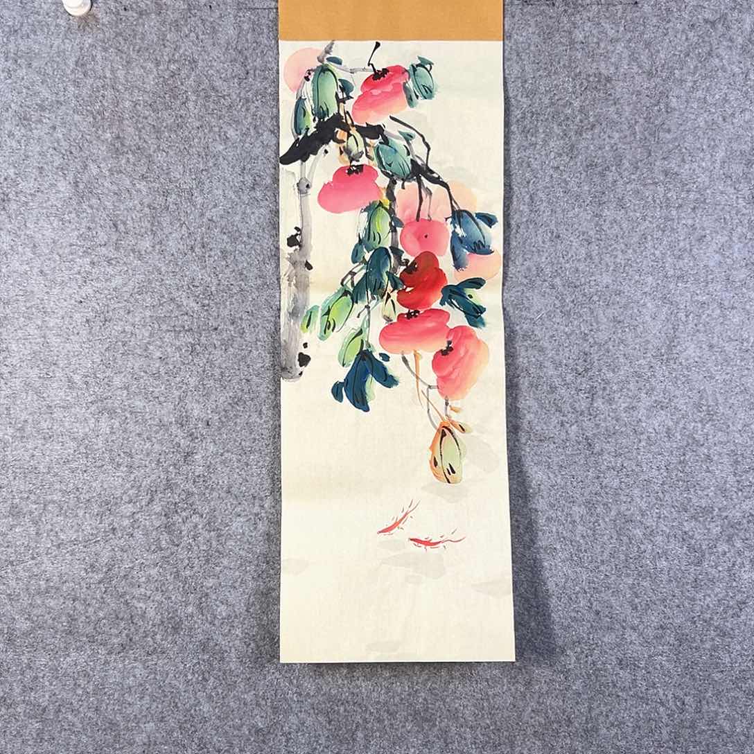 国画723 花鸟在树丛的顶端鸣叫叫声