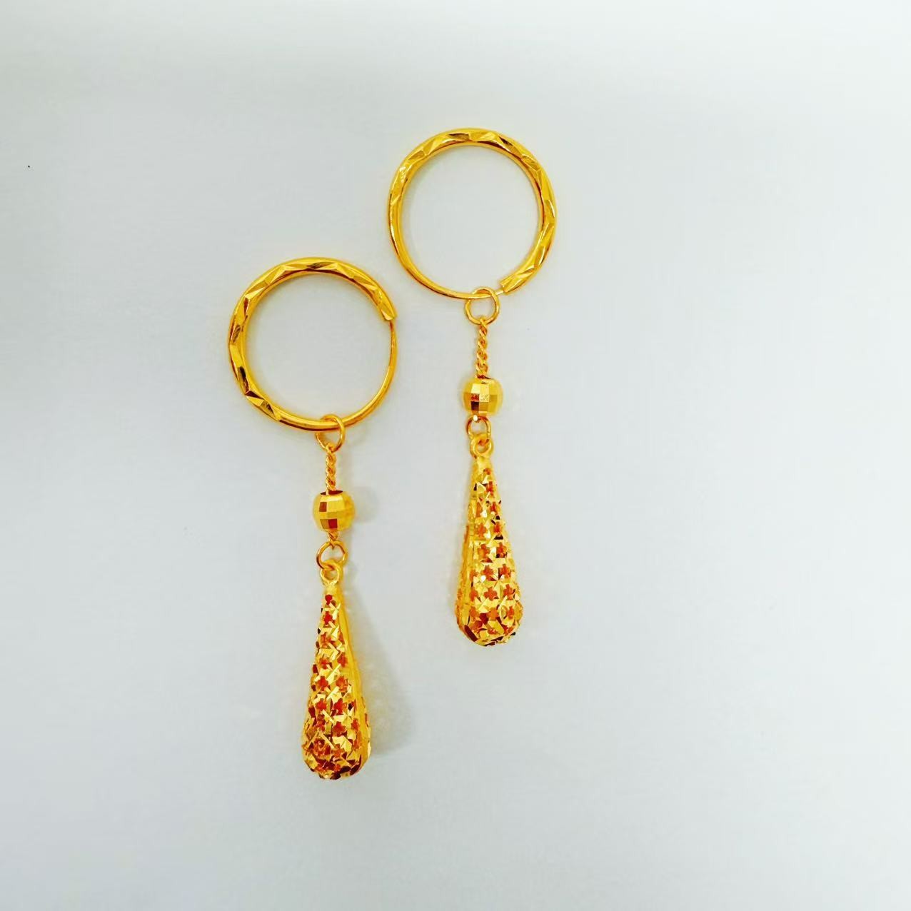 【富远黄金】足金镂空水滴耳坠FYHR020257