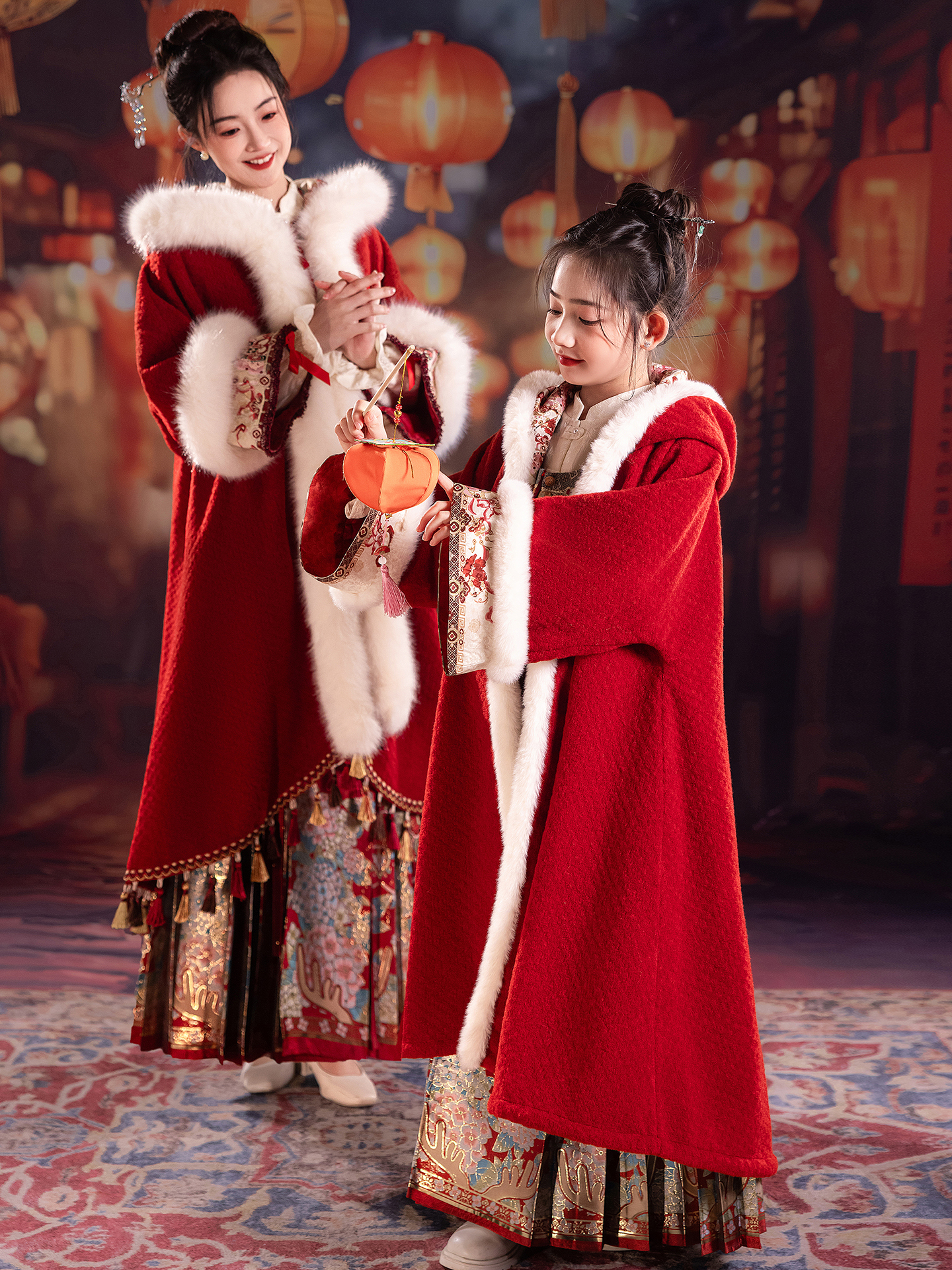 【忆江南】汉服厚款古装冬款长袖加厚染色外衣明制提花拜年服
