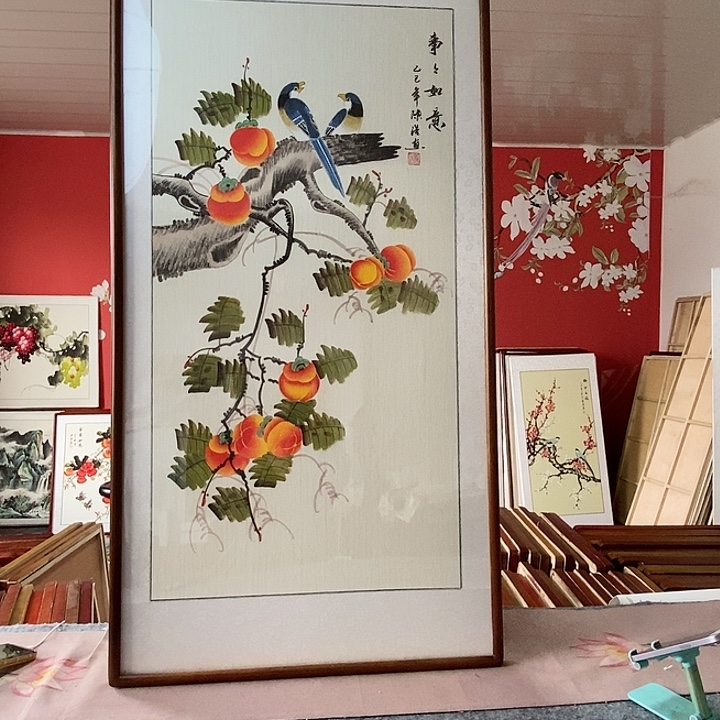 国画手写手绘带框包邮国画作品62✖️122