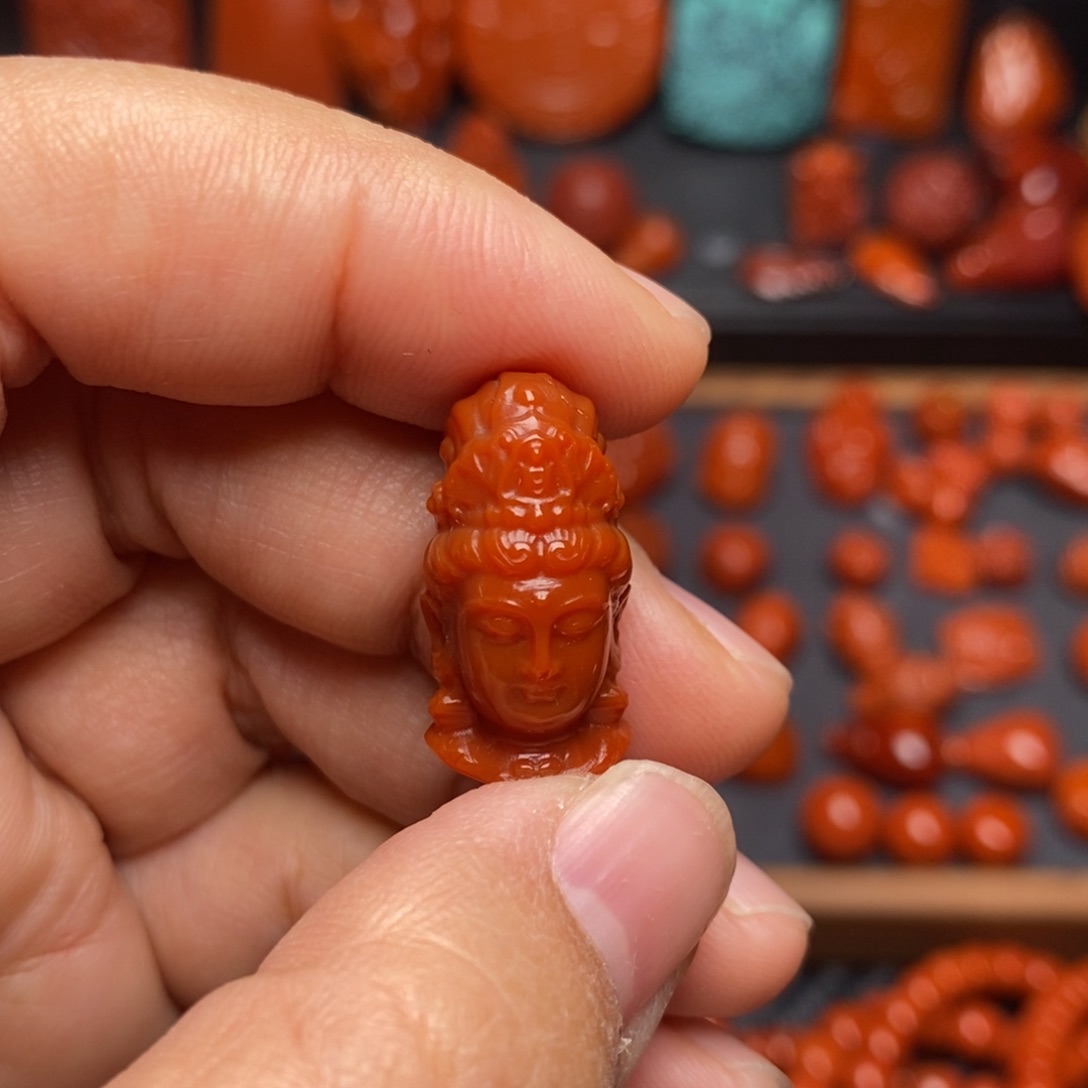 南红玛瑙配饰未镶嵌徒***莲配饰