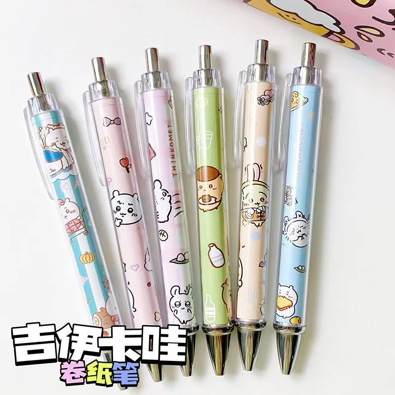 吉伊卡哇chiikawa学生刷题笔顺滑卡通中性笔按动速干