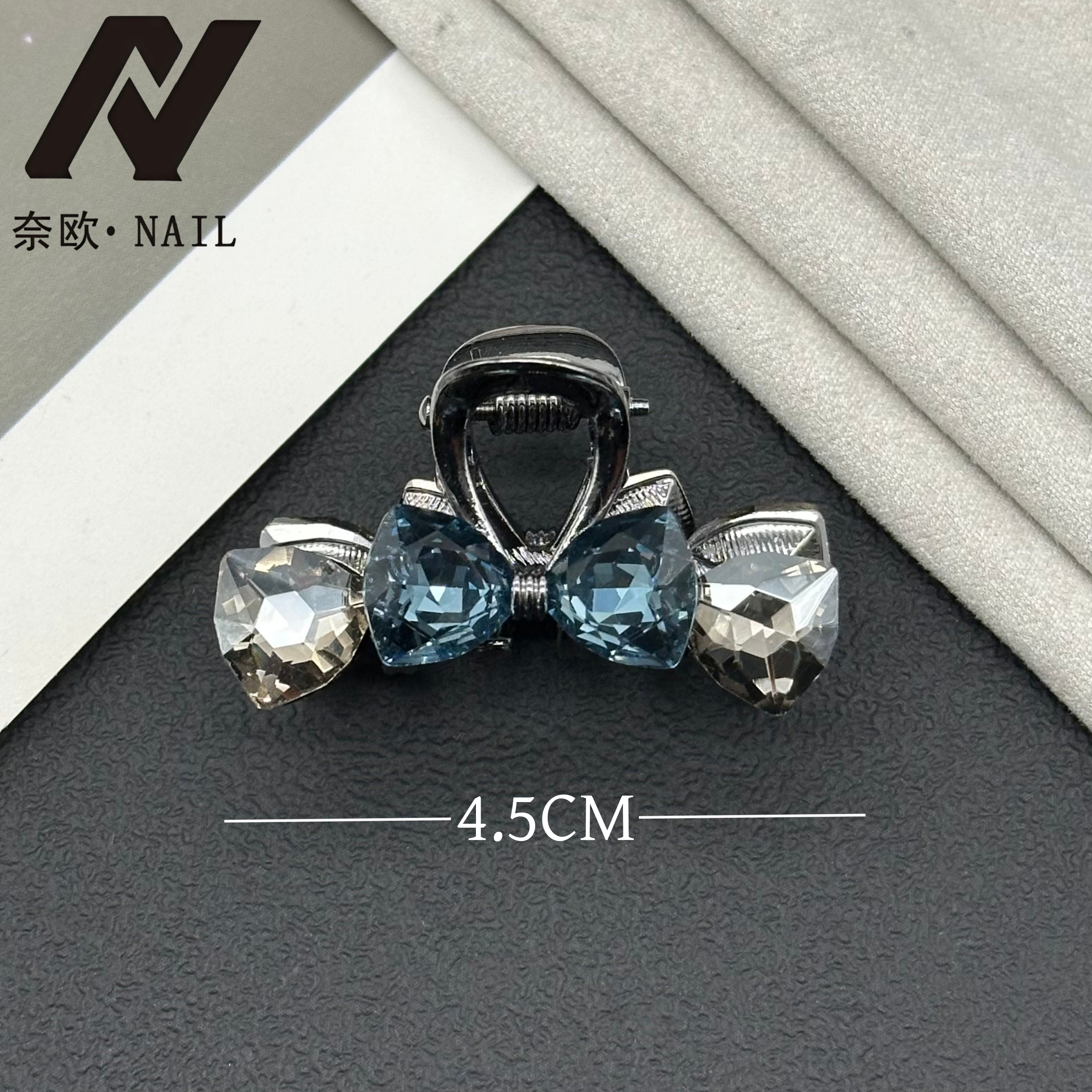 【NAIL·奈欧】设计师系列6538蓝色鲨鱼夹轻奢精致百搭半扎发抓夹