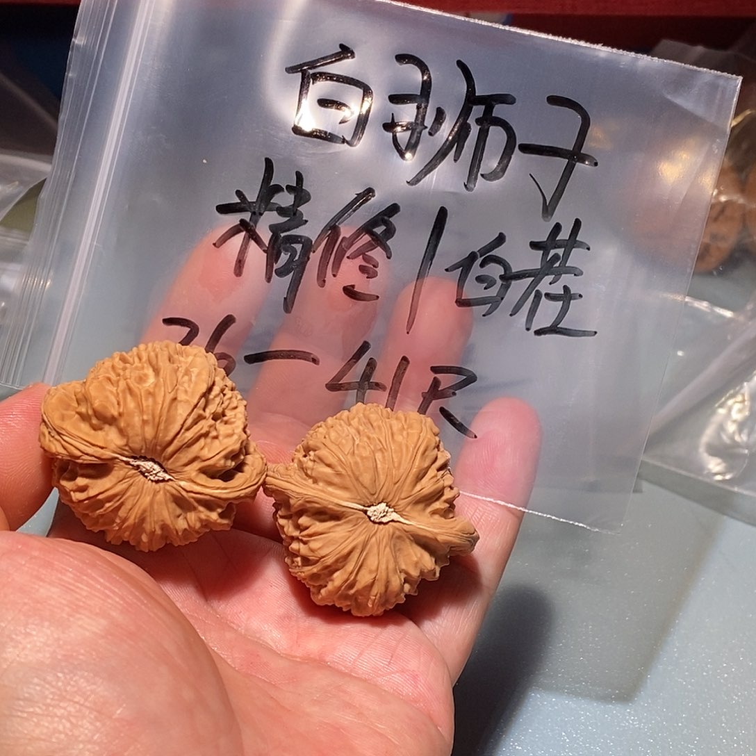 桃核吊坠白狮子、精修、白茬