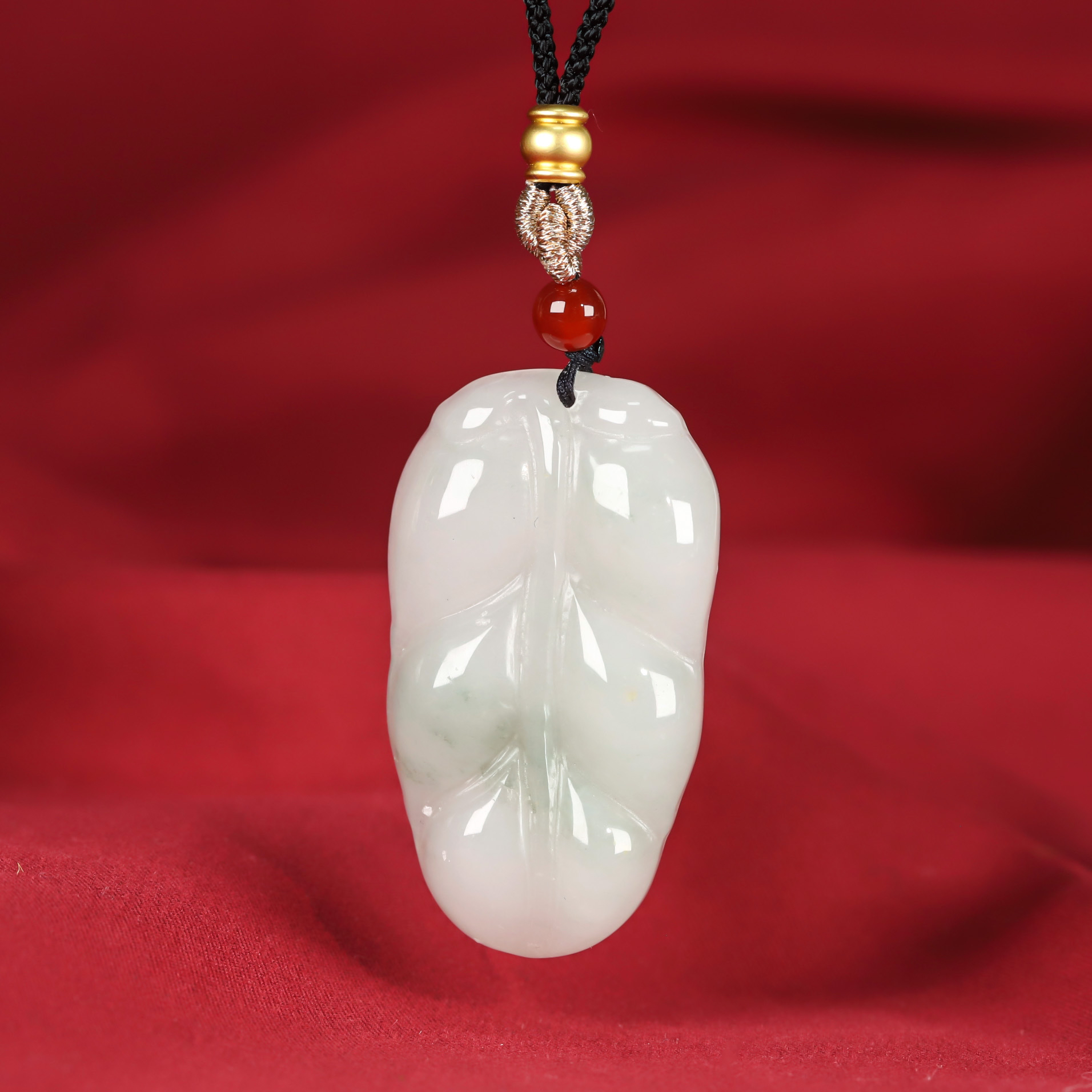 【26*46mm正品保真】新疆天然玉石天山翠金枝玉叶叶子吊坠挂件