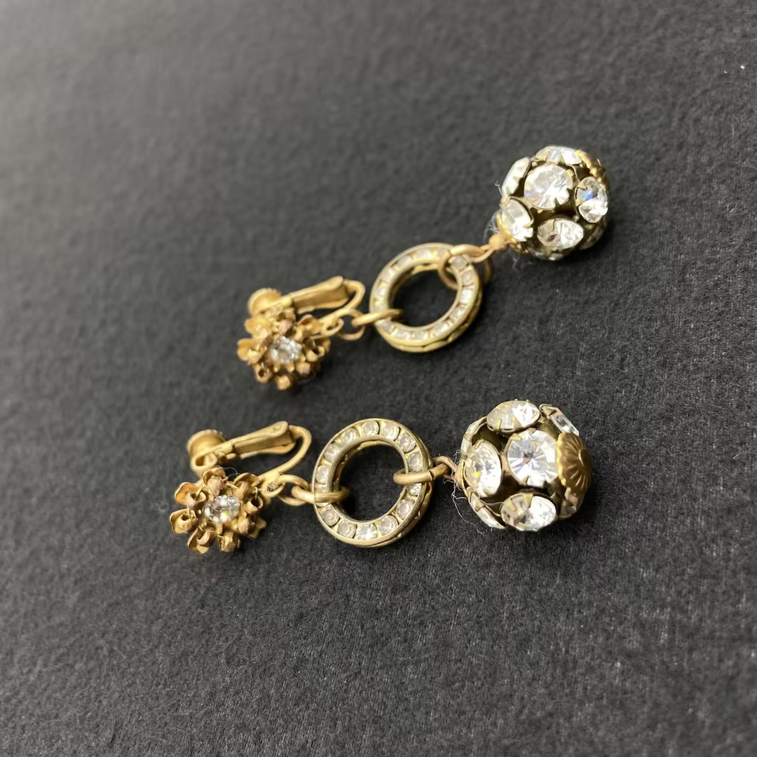 铜合金亚克力耳饰 【Liz璇子中古】莱茵石花朵耳夹H48050无鉴赏期