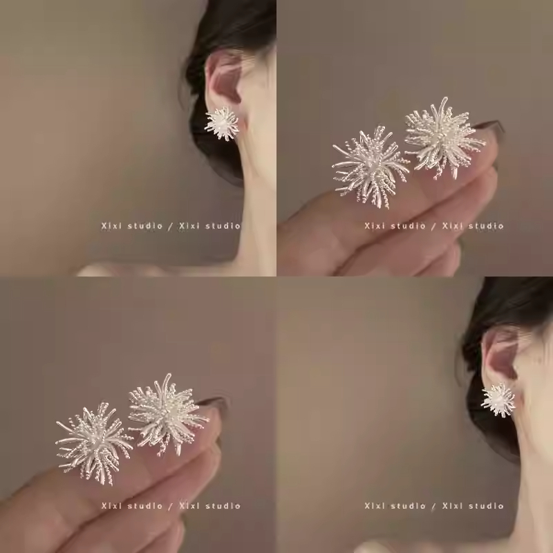 铜合金耳饰 梅姐饰品96  银色耳钉高级感气质耳环绝独特耳饰