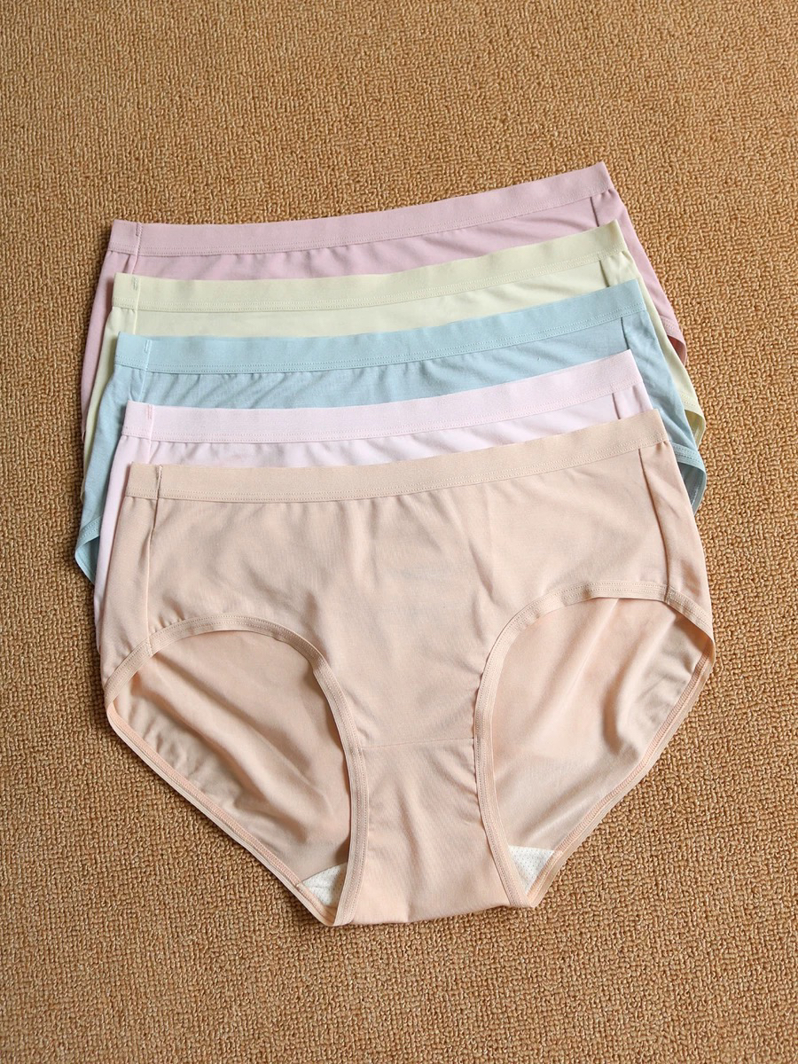 女士中腰夏季薄款纯色棉三角内裤(3条)