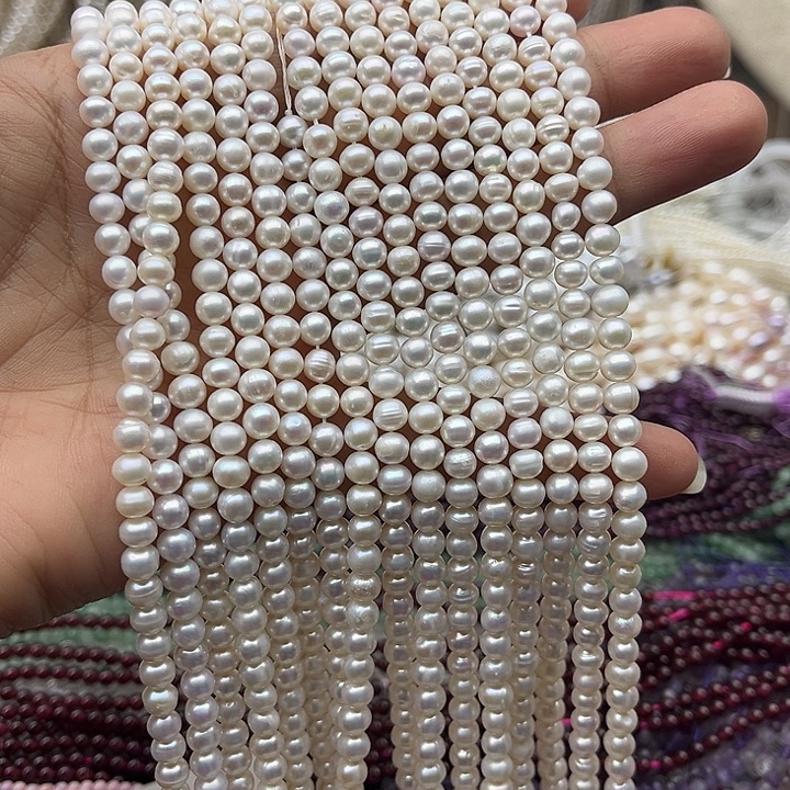 珠宝半成品淡水珍珠未镶嵌一条5mm左右极光珍珠